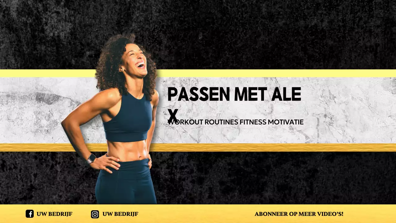 geel zwart wit fitness youtube kanaal sjabloon moderne stijl