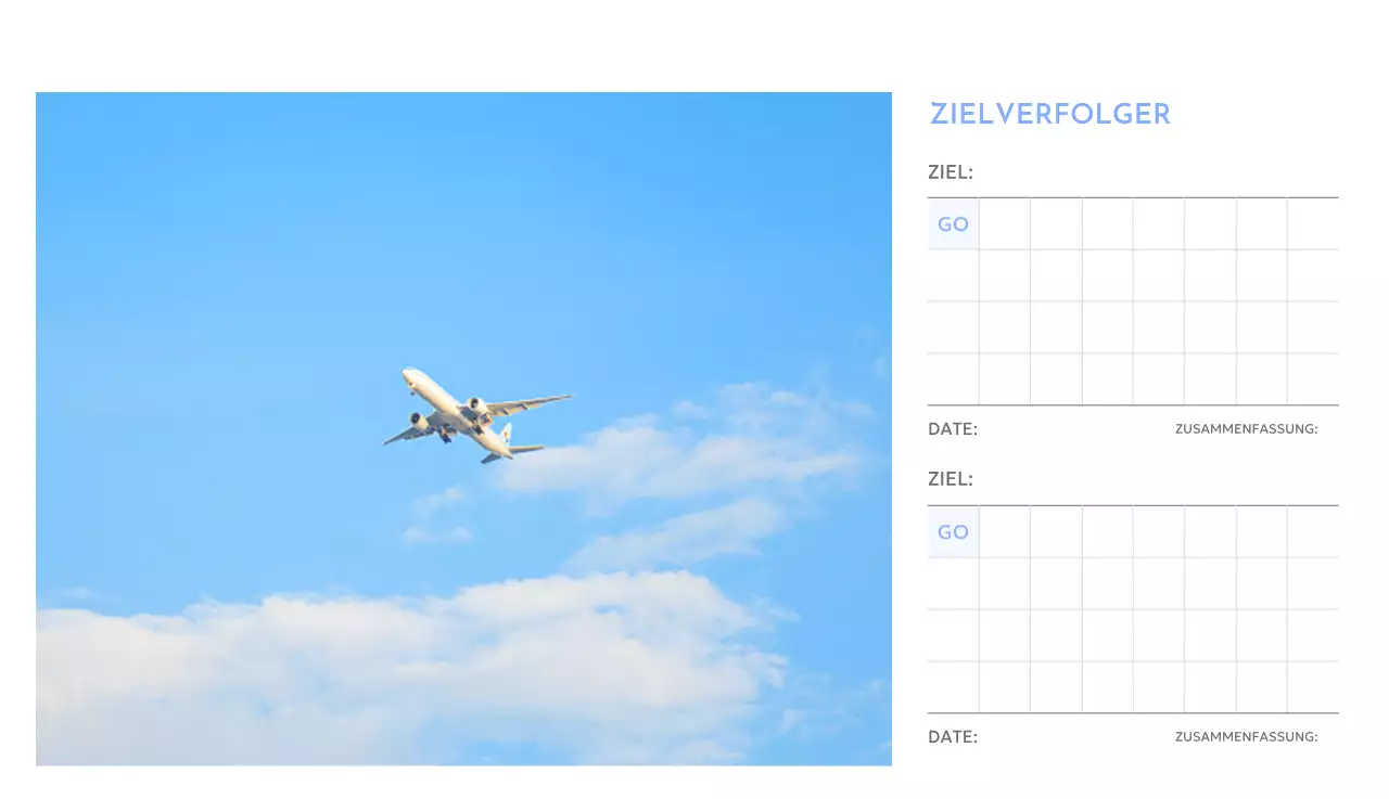 Foto-Zielverfolgungskalender mit einem Hauch von Blau