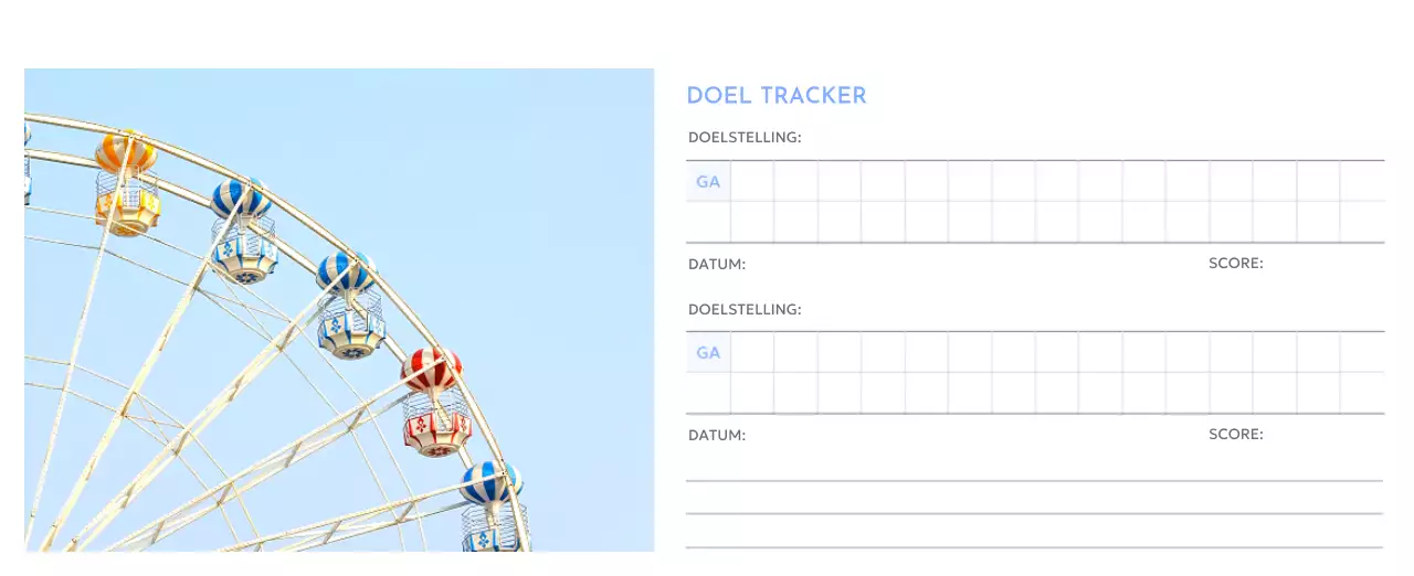 Photo goal tracker kalender met een vleugje blauw