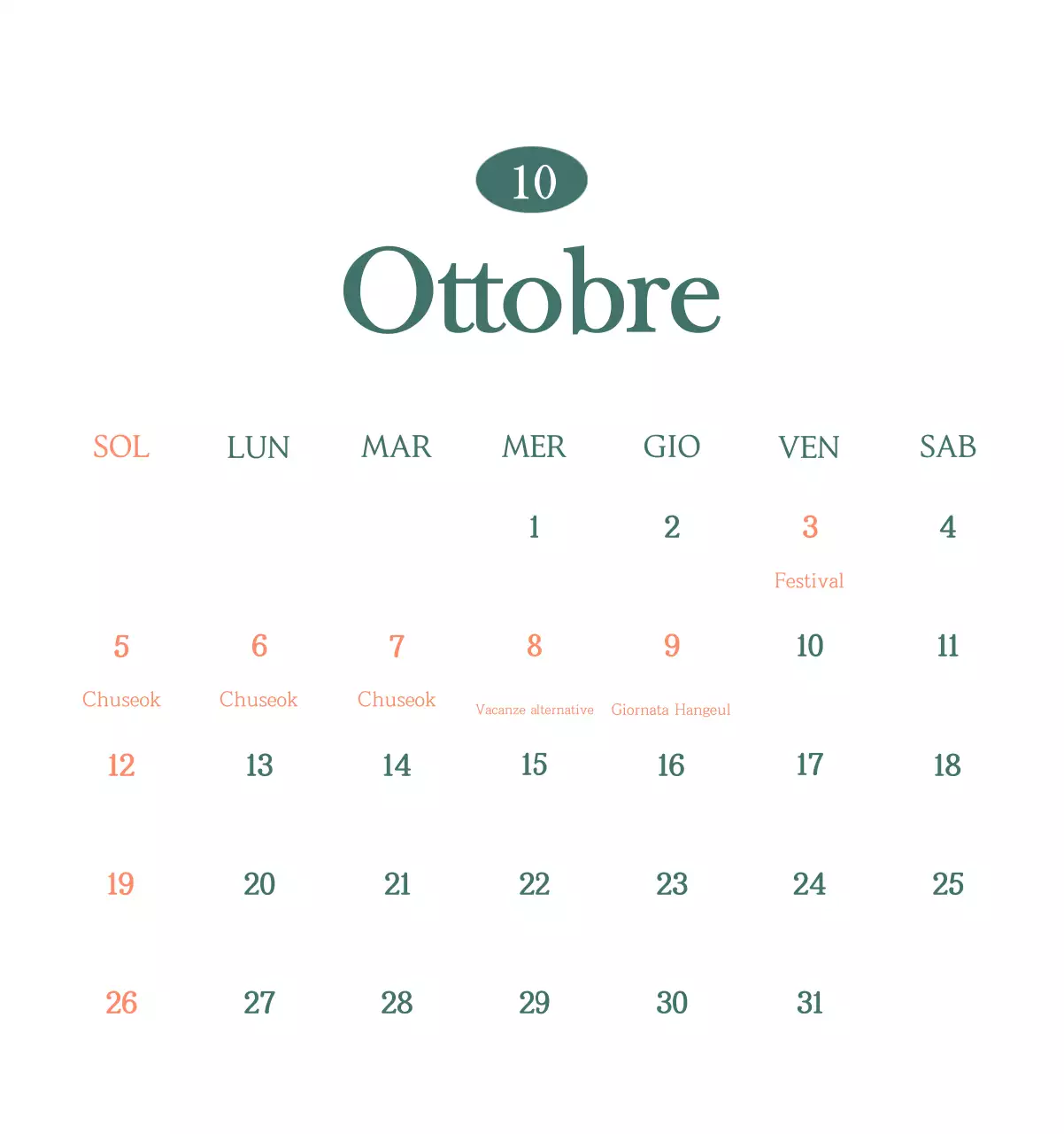 Un moderno calendario dei caffè con i consigli per la bevanda del mese