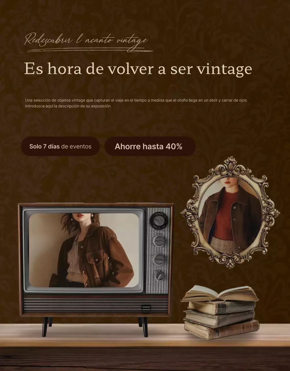 Promover la venta de artículos de moda marrón y vintage