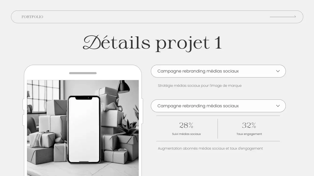présentation d'un portefeuille moderne en gris