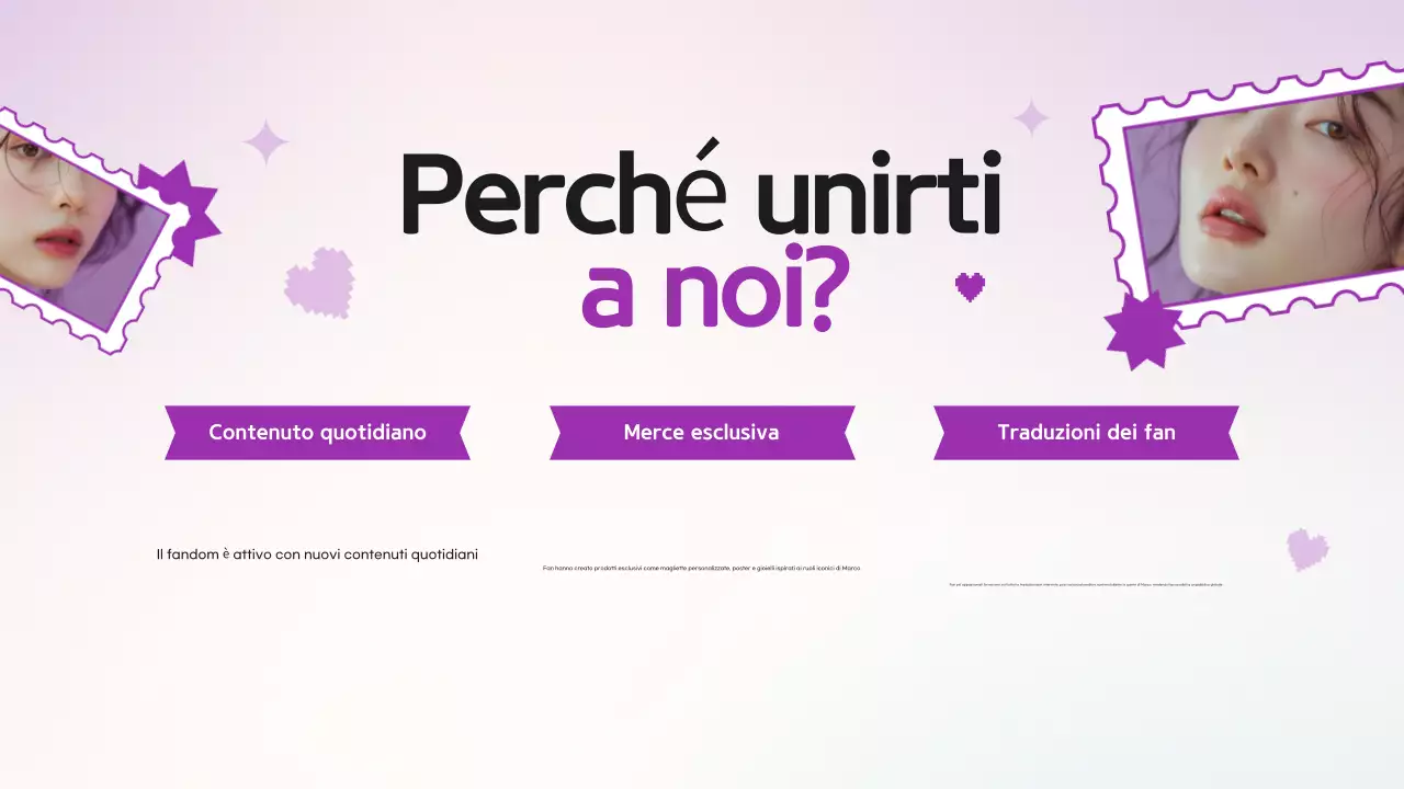 Presentazione del Pitch Deck del dramma K moderno viola