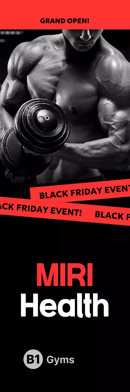 Anúncio de fitness preto e elegante