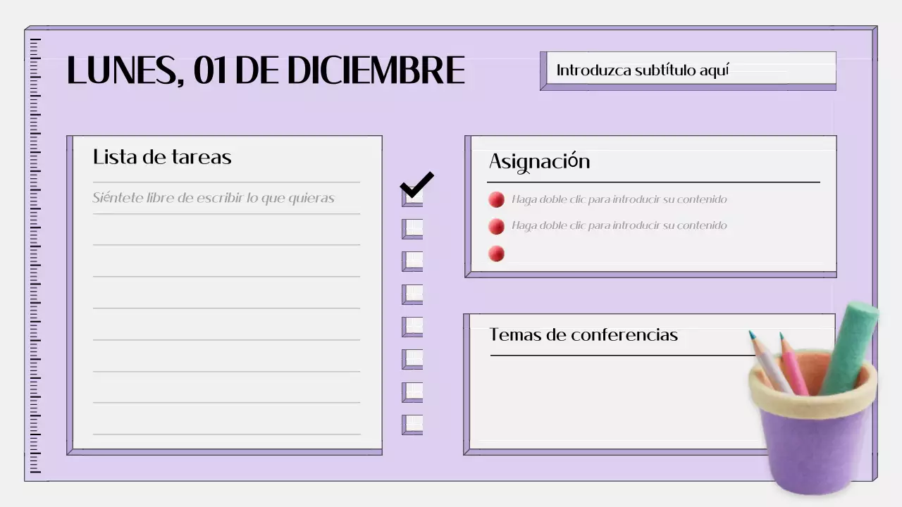 agenda sencilla de educación morada