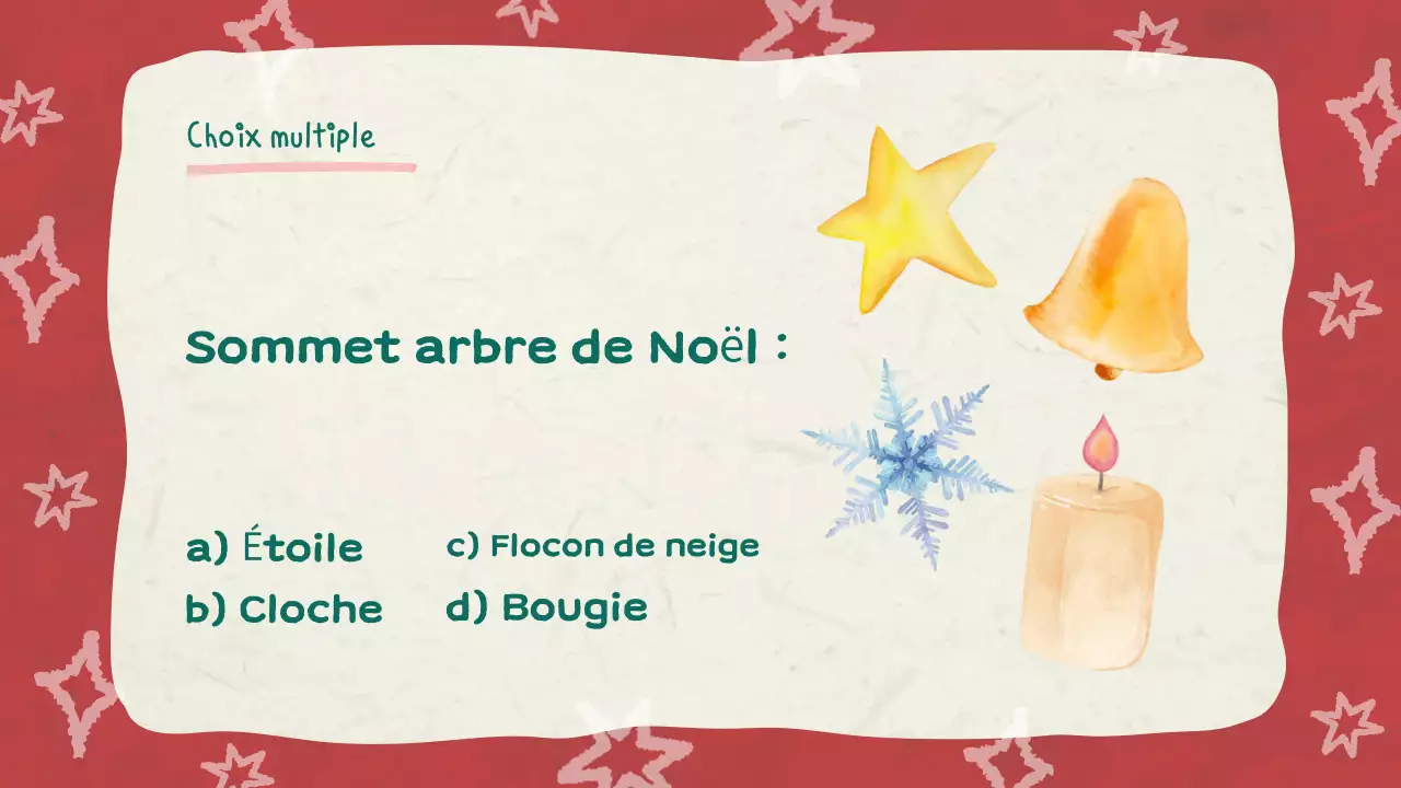 Illustration rouge Quiz de Noël Diaporama