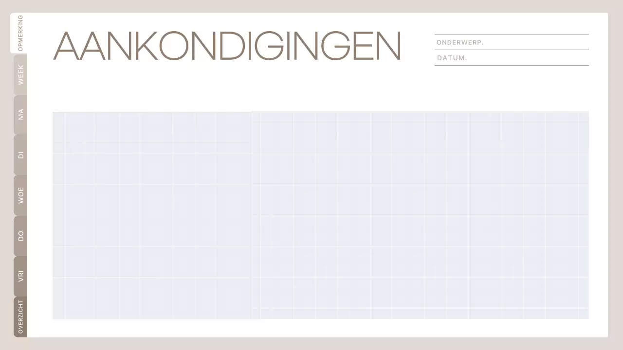 beige minimalistische klassenplanner schema