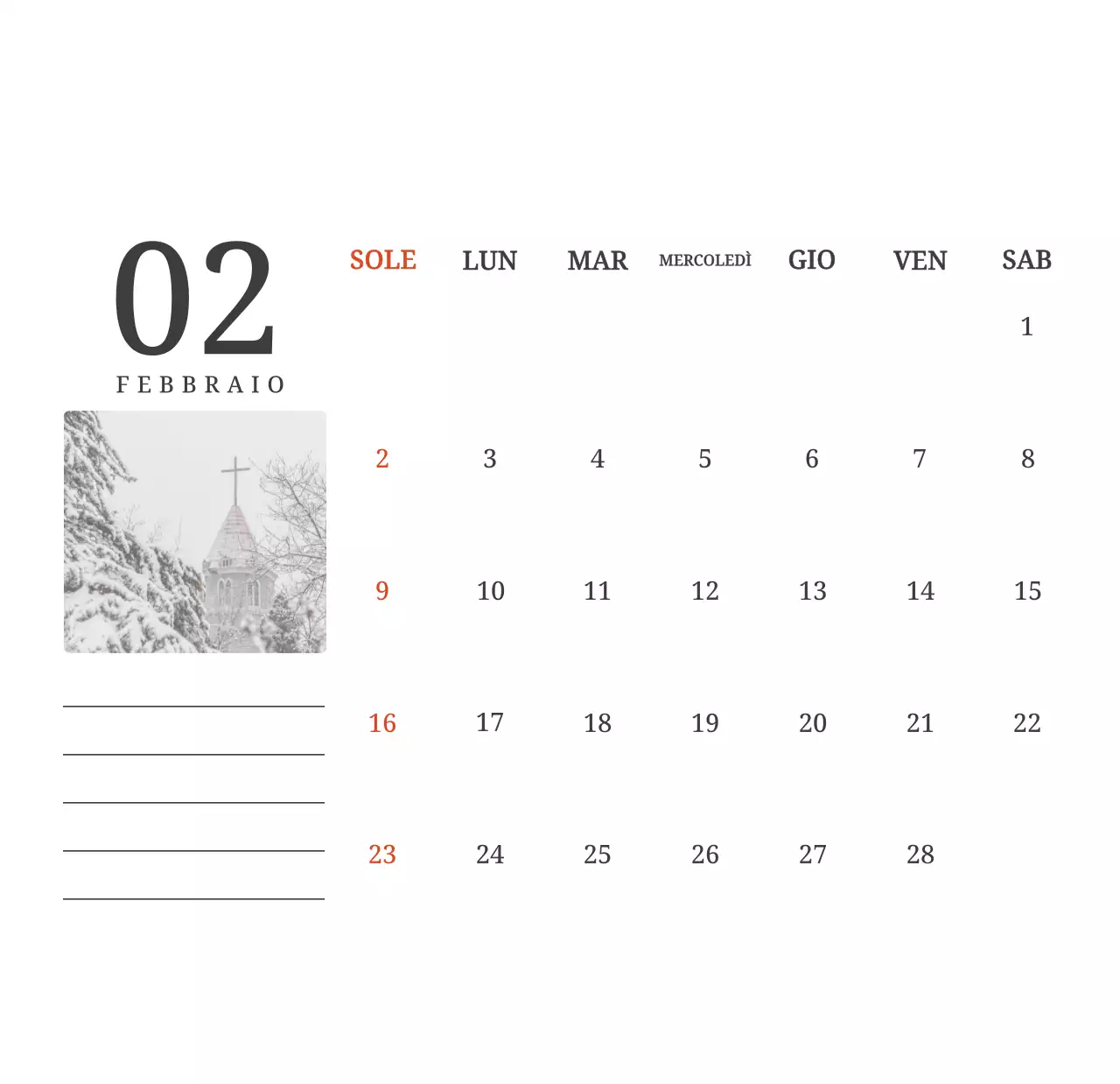 Un calendario fotografico con chiese in dipinti di paesaggio