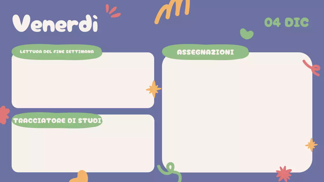 Blu Beige Verde Rosso Agenda di classe giocosa