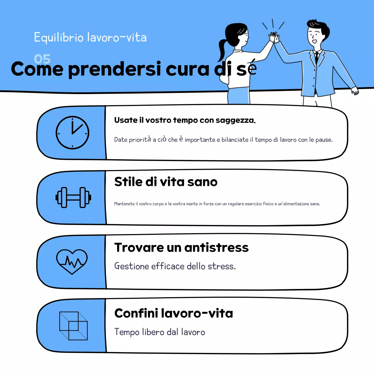 Materiale didattico per lavoratori ordinati di colore azzurro