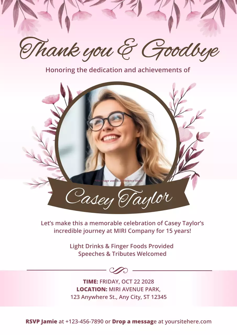 Pink Elegant Farewell Invitation Poster