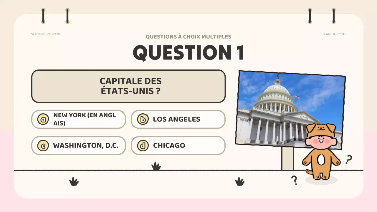 matériel de quiz sur l'animation rose