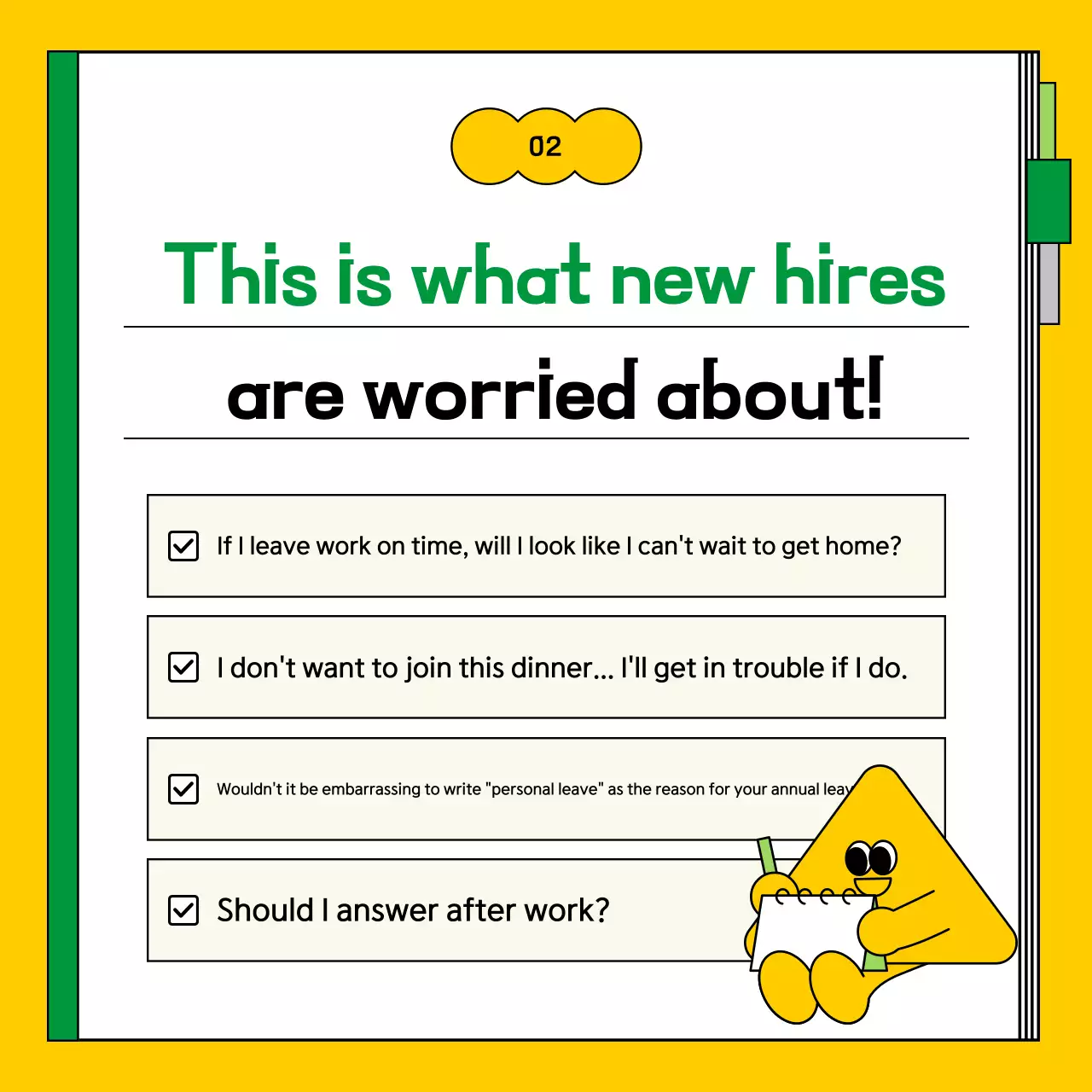 Guia de local de trabalho moderno amarelo Instagram Carousel