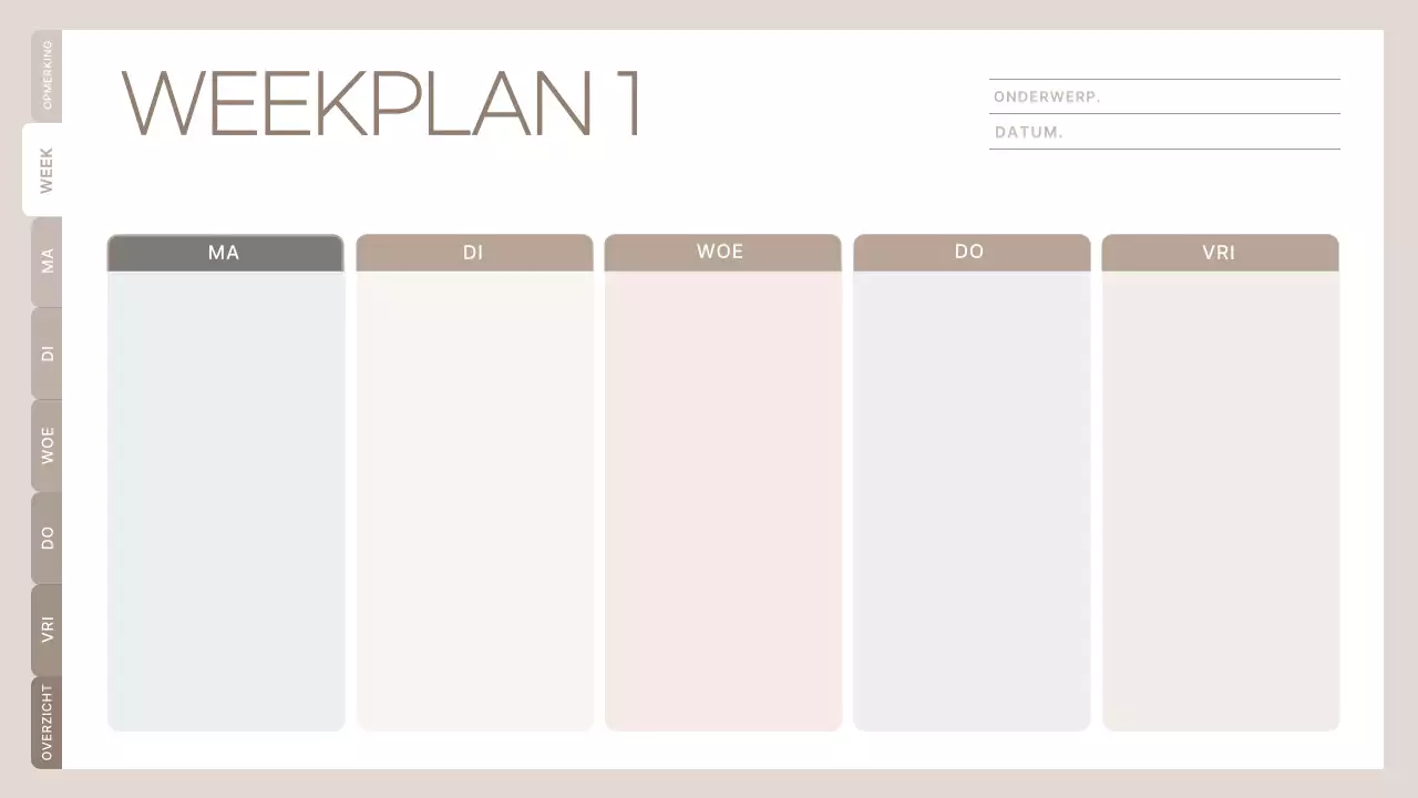 beige minimalistische klassenplanner schema