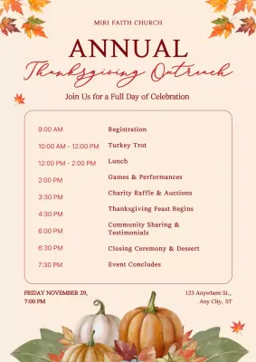Beige Traditional Thanksgiving Schedule Poster