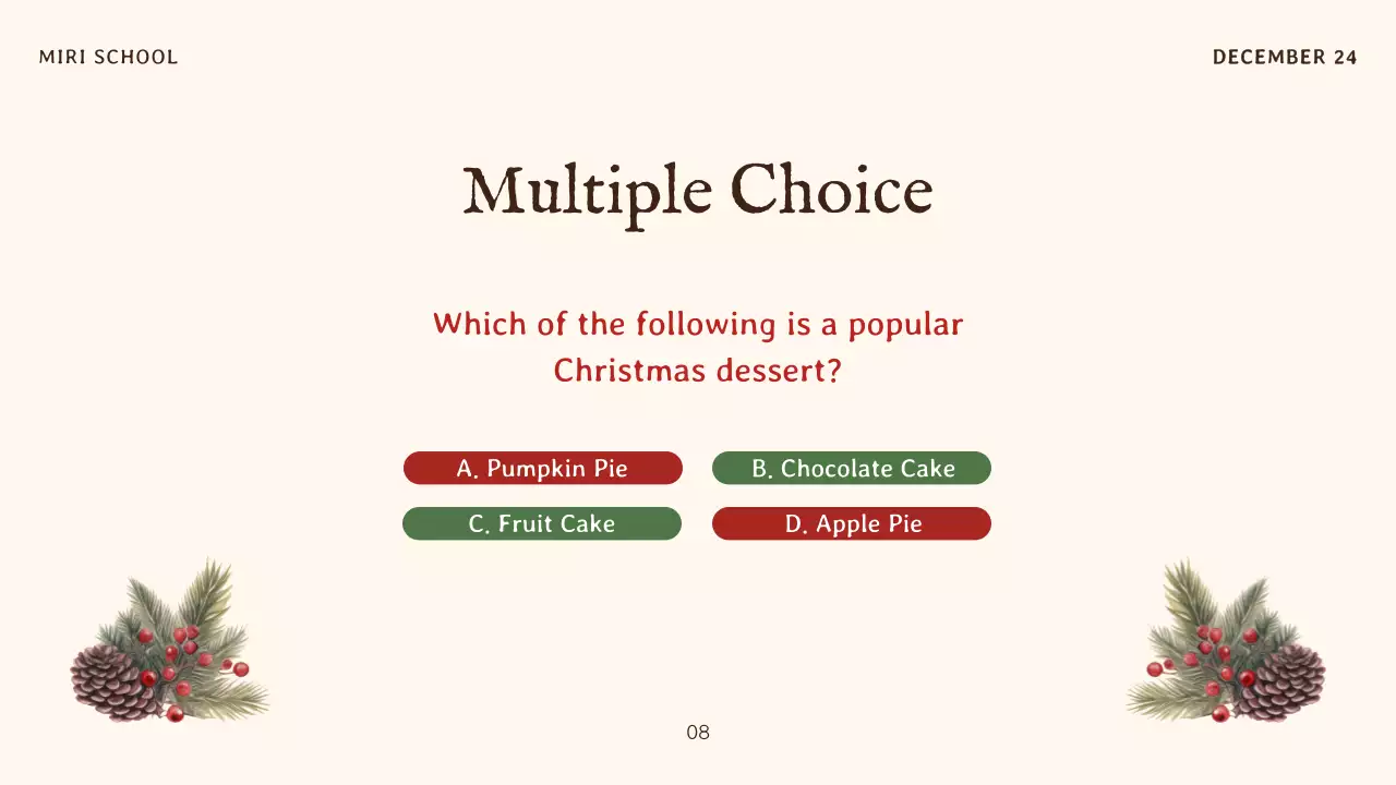 Beige Traditional Christmas Quiz Guide Presentation