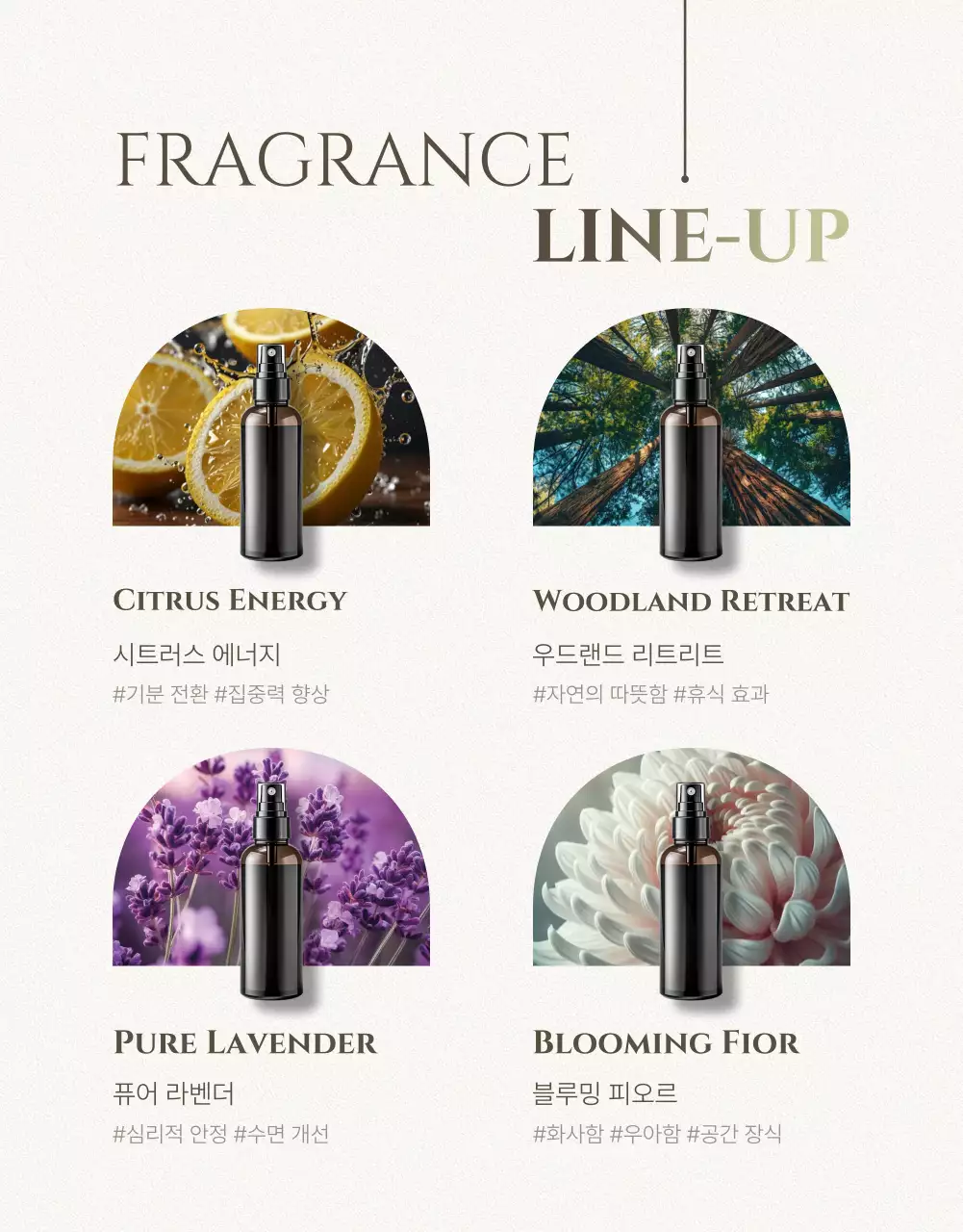 연두색과 베이지 모던 룸스프레이 광고