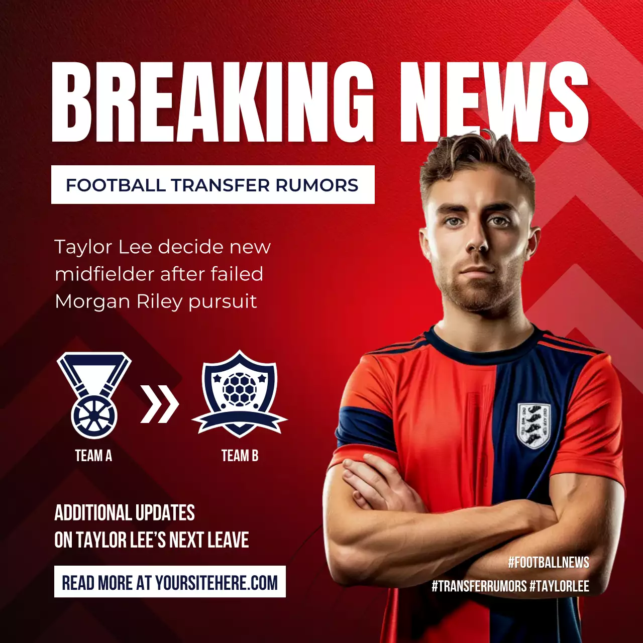 Red Modern Football News Social Media Post