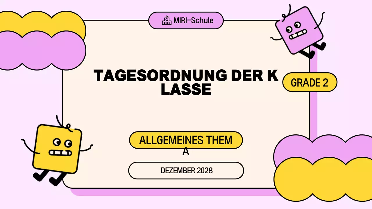 Rosa Gelb Verspielte Klasse Agenda Präsentation