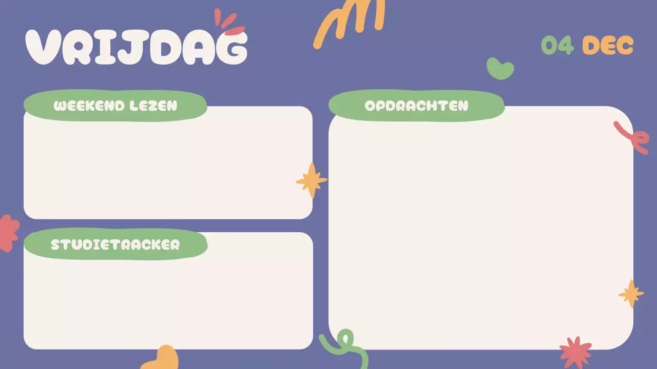 Blauw Beige Groen Rood Speelse Klassenagenda