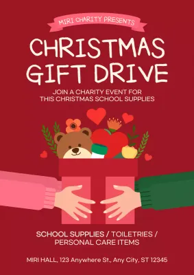 Red Traditional Charity Event Announcement Poster