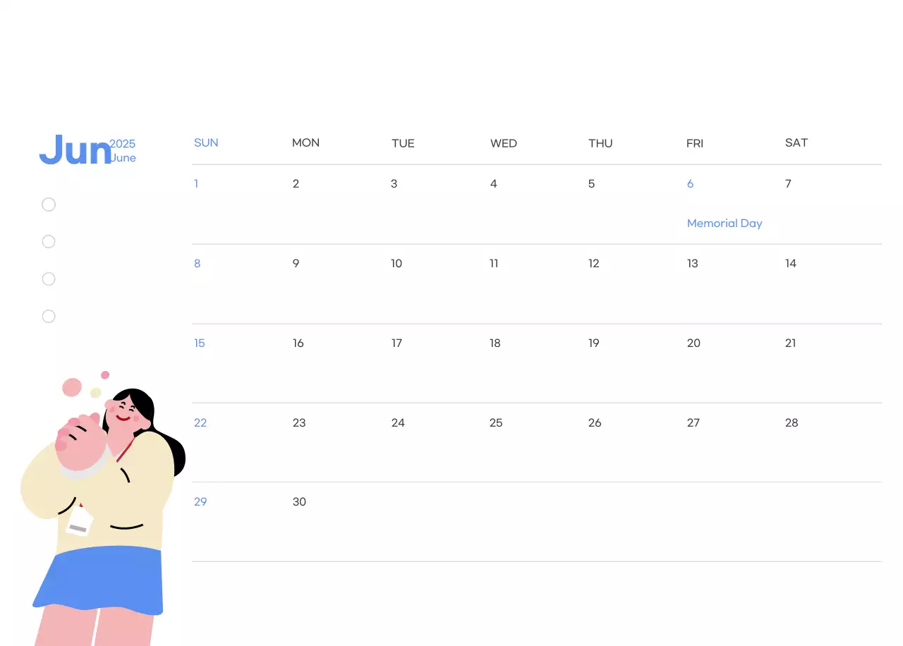 Kalender motivasi dengan ilustrasi energik dan kutipan positif dengan latar belakang biru muda