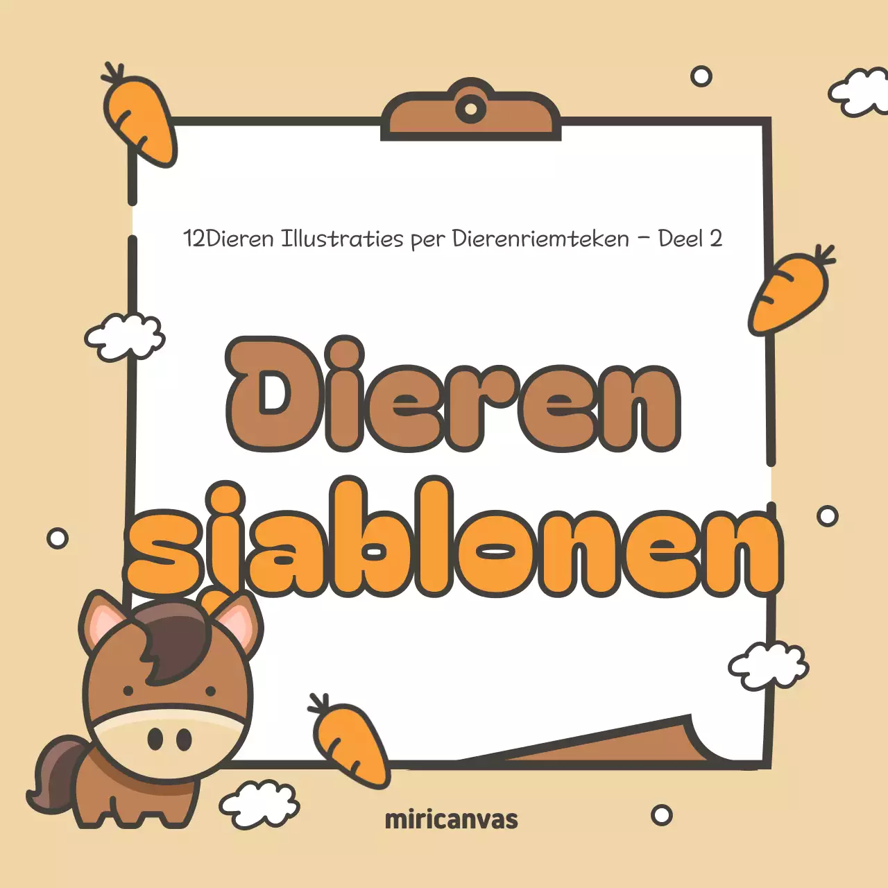 12 schattige dierenriem hoesjes in bruin en oranje