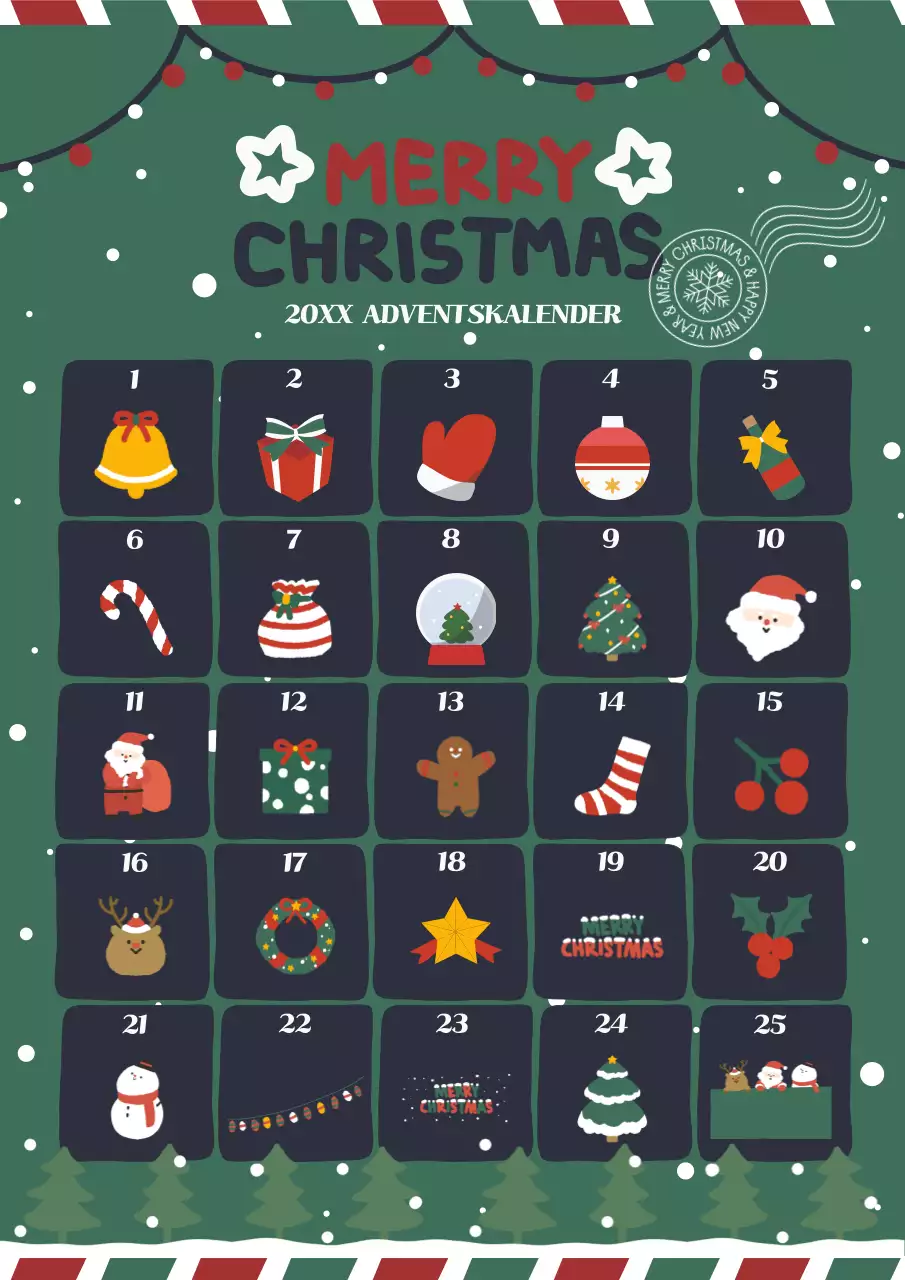 Abstracte Vintage Kerstkalender