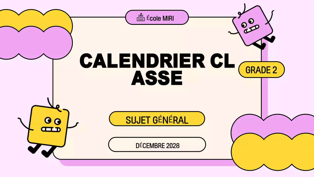 Présentation de l'agenda de la classe rose jaune ludique