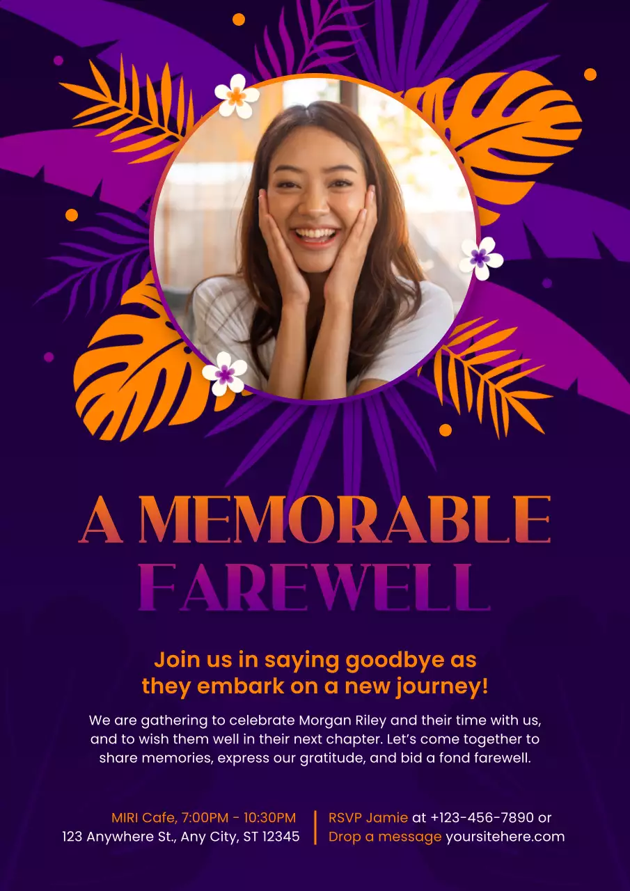 Purple Tropical Farewell Invitation Poster