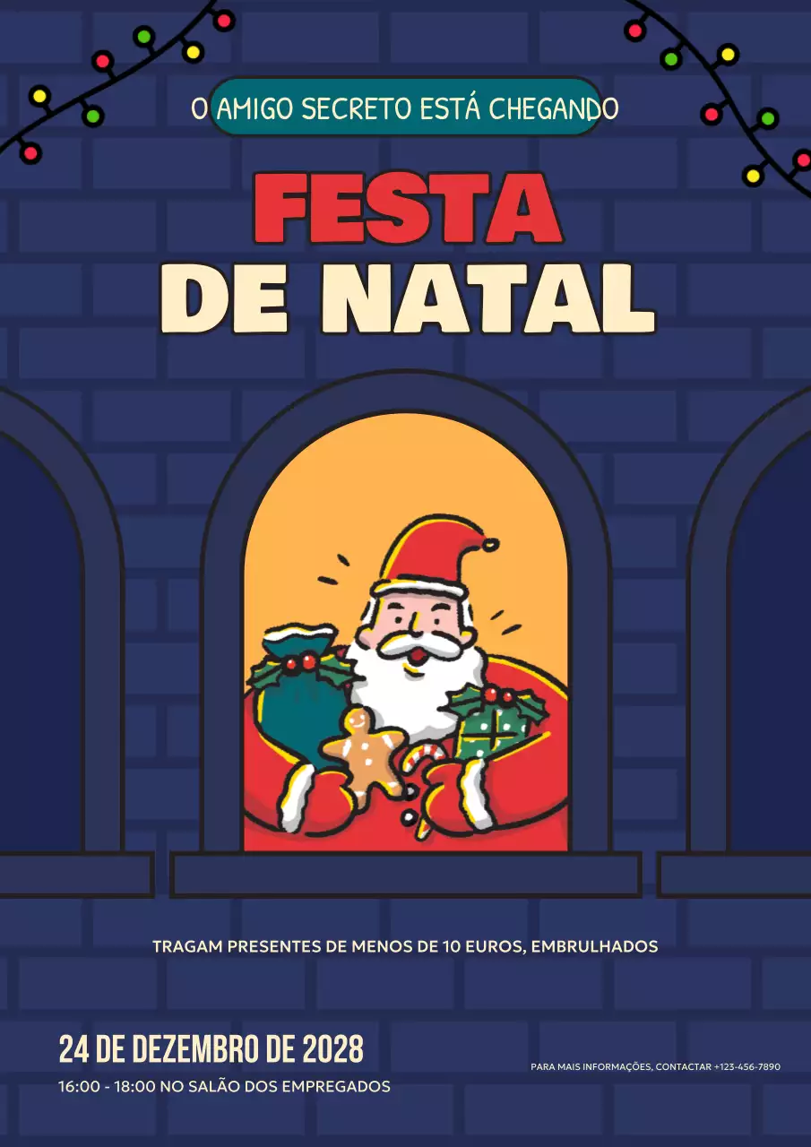 convite de Natal retro azul