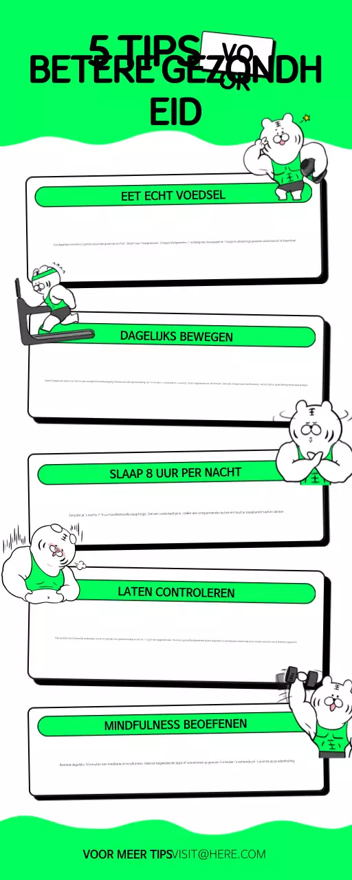 Infographic met groene en witte gezondheidstips