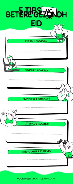 Infographic met groene en witte gezondheidstips