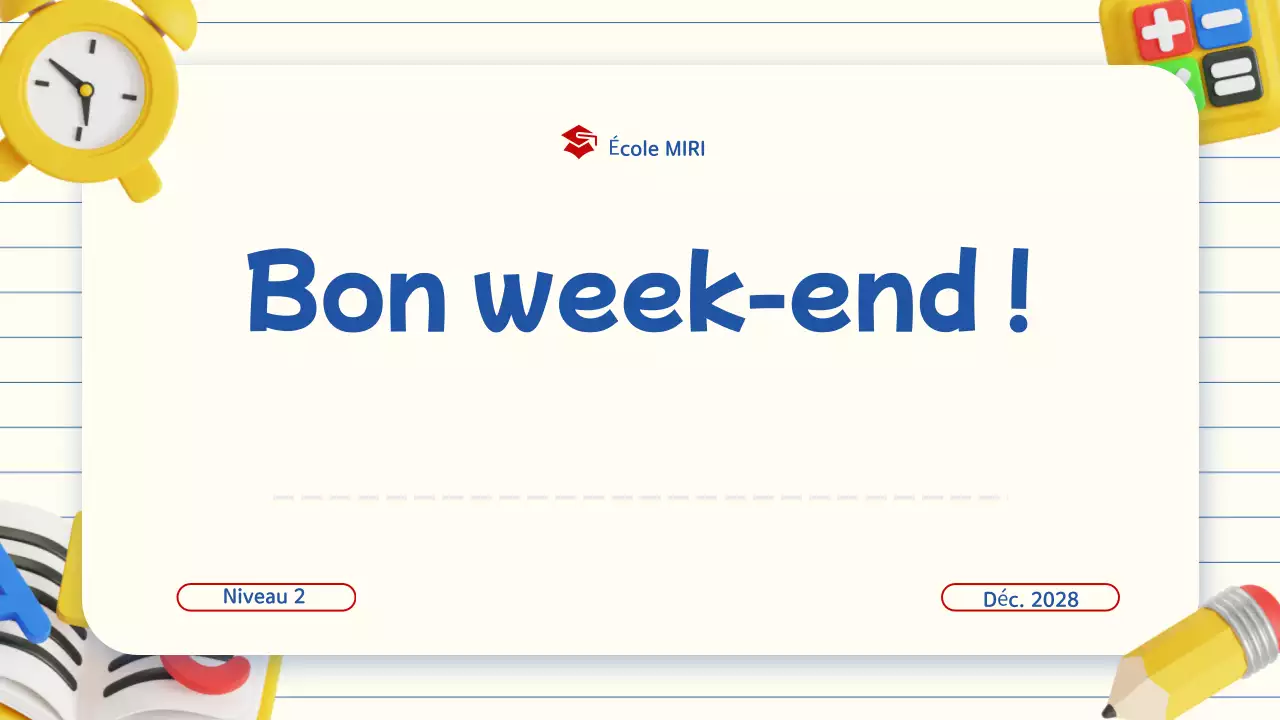 présentation simple beige 3d de l'agenda d'une classe d'éducation