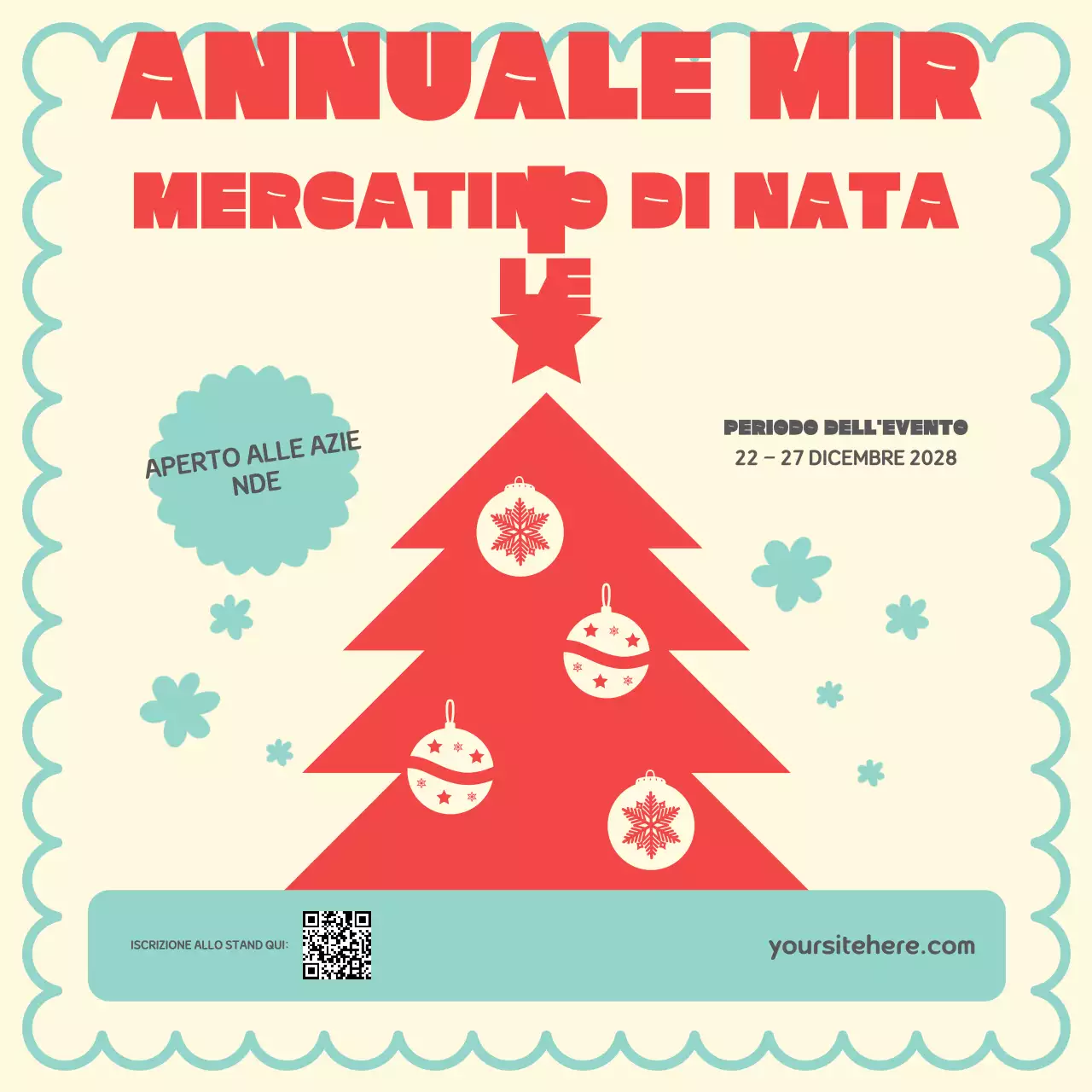 annuncio del mercatino di Natale rosso e crema