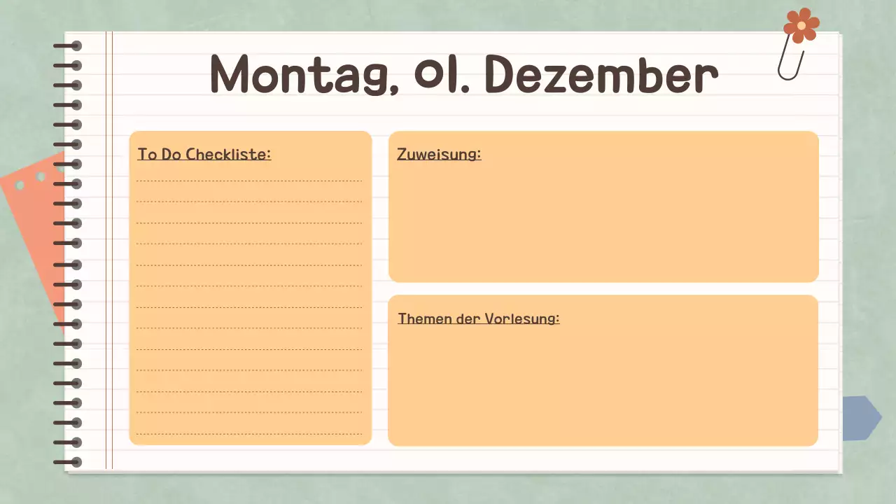 Einfaches Pastell Notizbuch Klassenagenda für die Schule