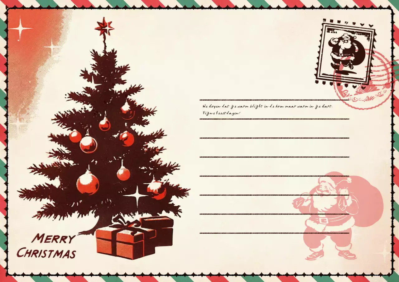 Rode Vintage Kerstkaart