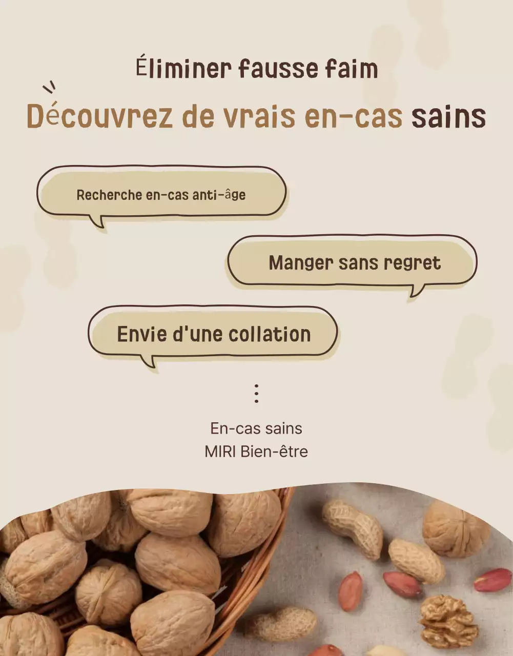 Promouvoir une exposition de snacks sains de couleur beige et marron