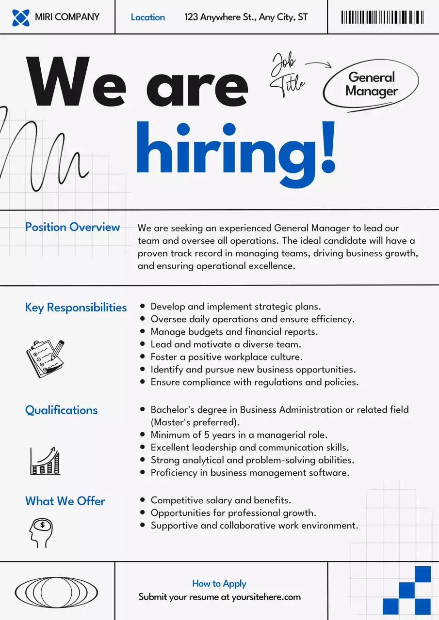 Blue Modern Job Posting Poster