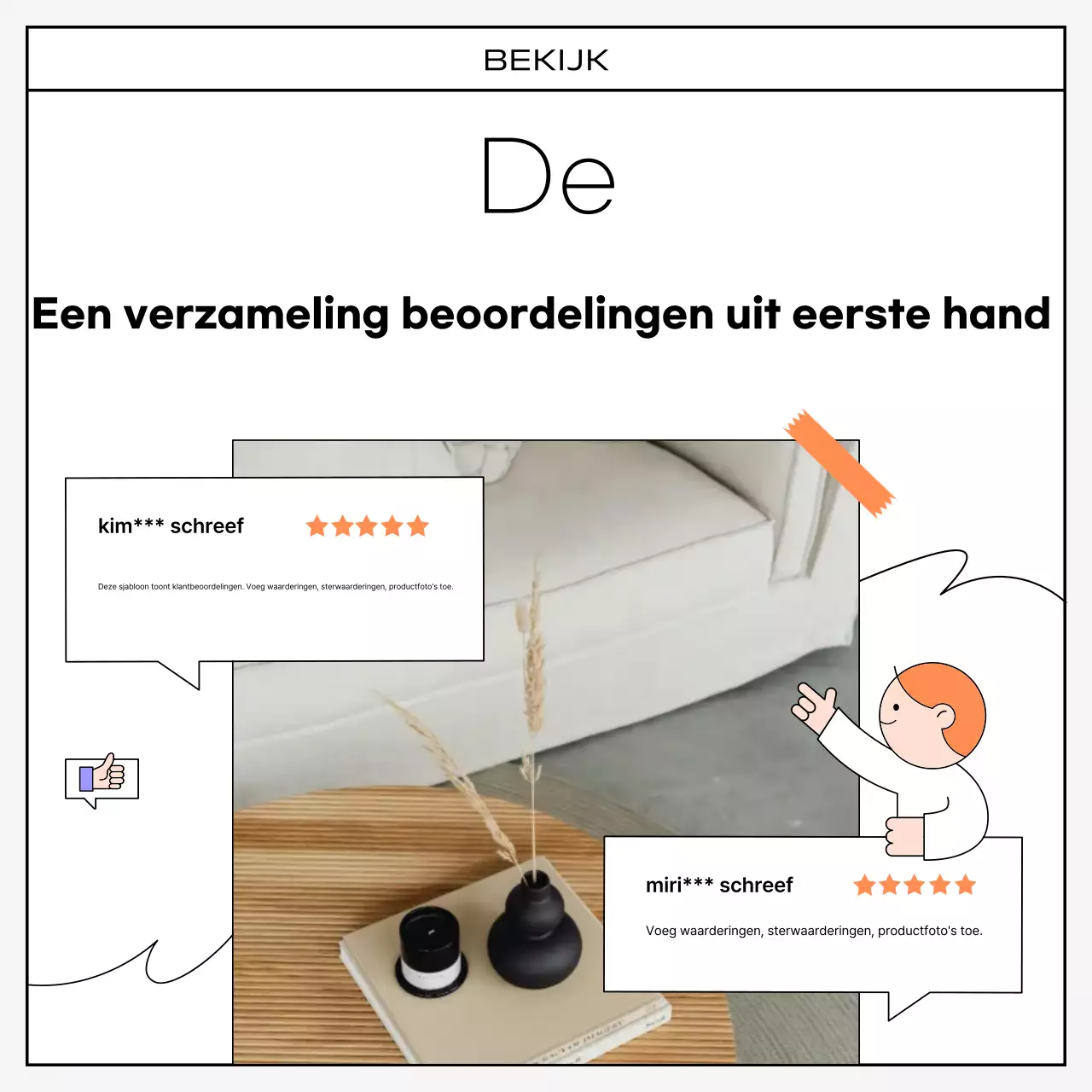 Een kitscherige verzameling oranje en zwarte recensies