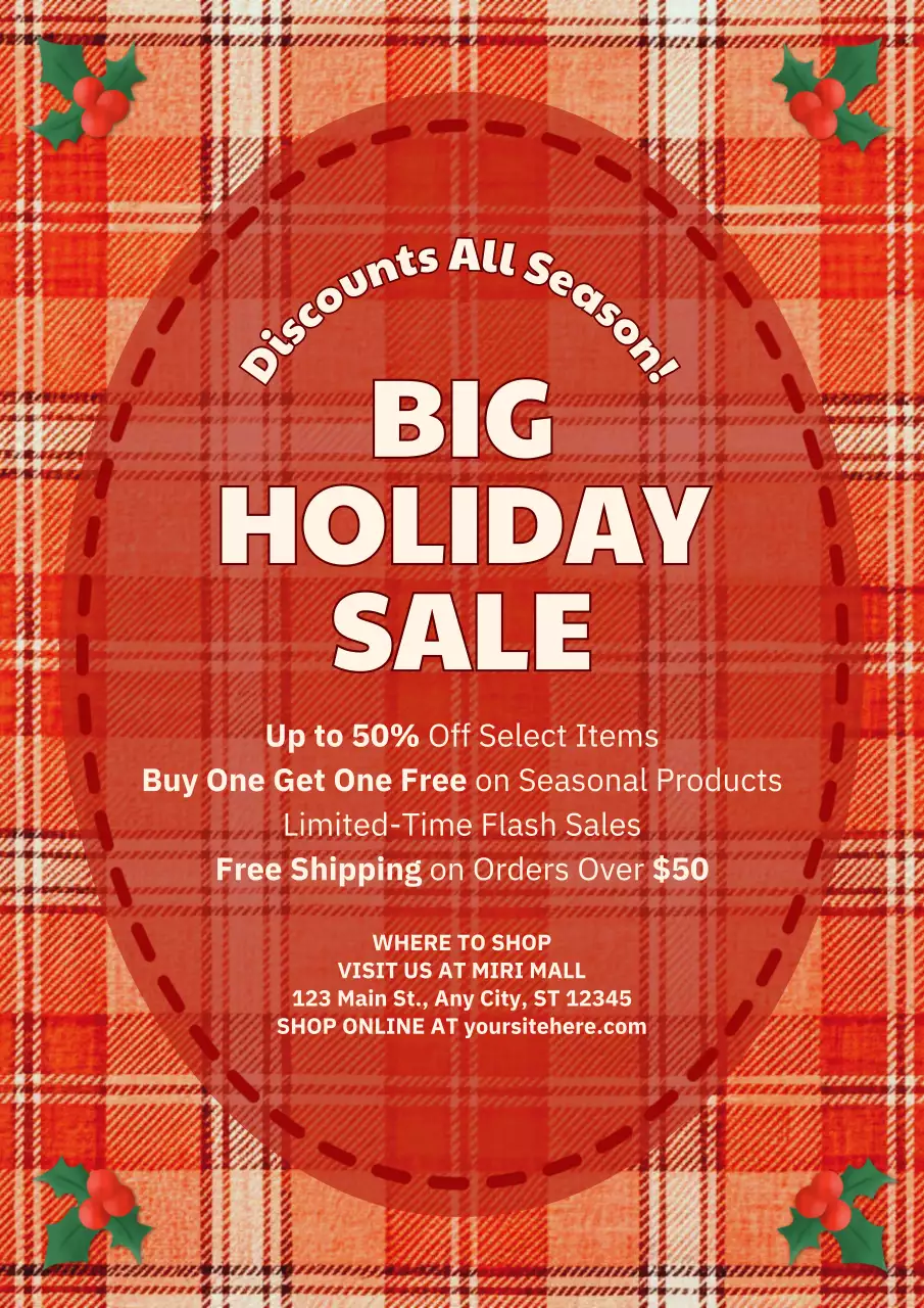 Red Traditional Holiday Promotion Poster