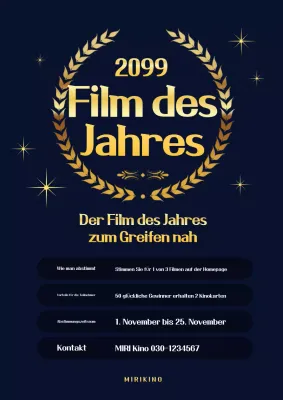 Werben Sie für den gold- und marineblauen Klassiker Film des Jahres