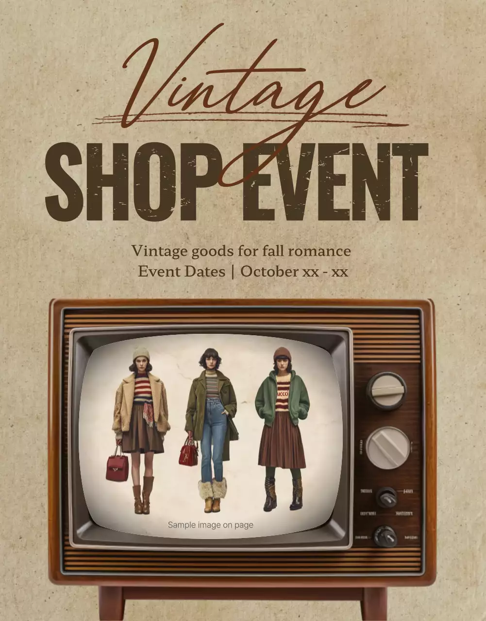 Brown Vintage Fashion Promotion Poster