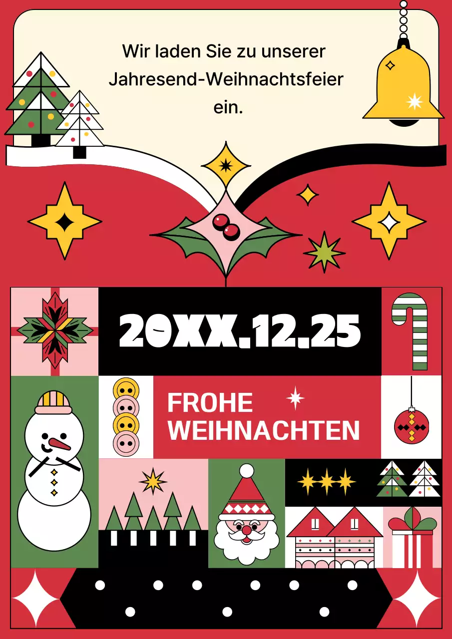 Rote geometrische Weihnachtseinladung