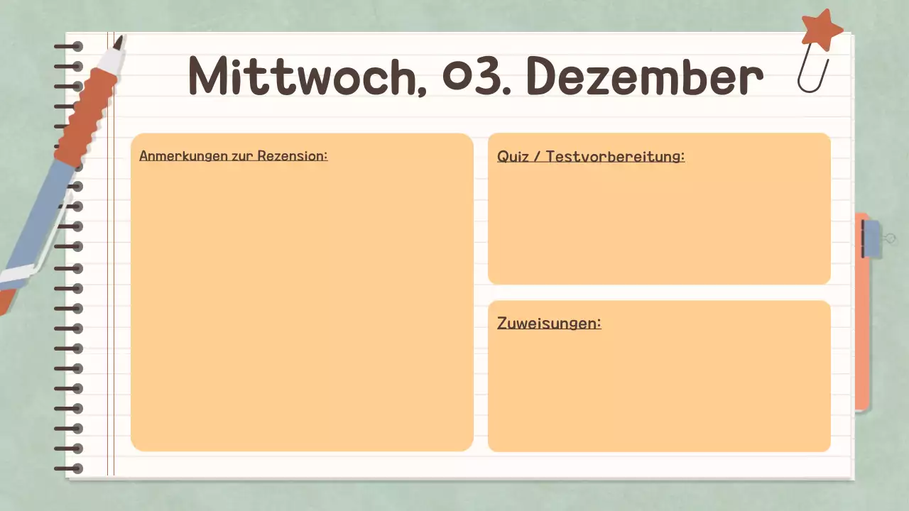Einfaches Pastell Notizbuch Klassenagenda für die Schule