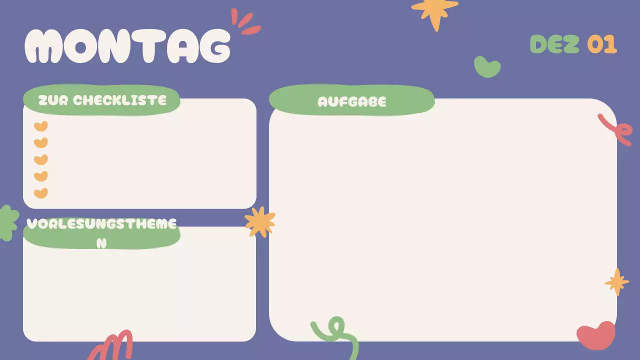 Blau Beige Grün Rot Verspielte Klasse Agenda