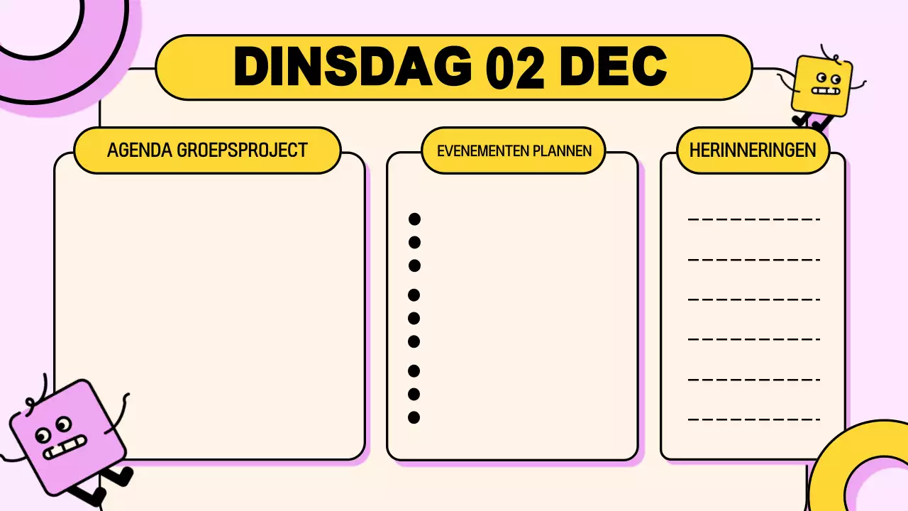 Roze Geel Speelse Klas Agenda Presentatie