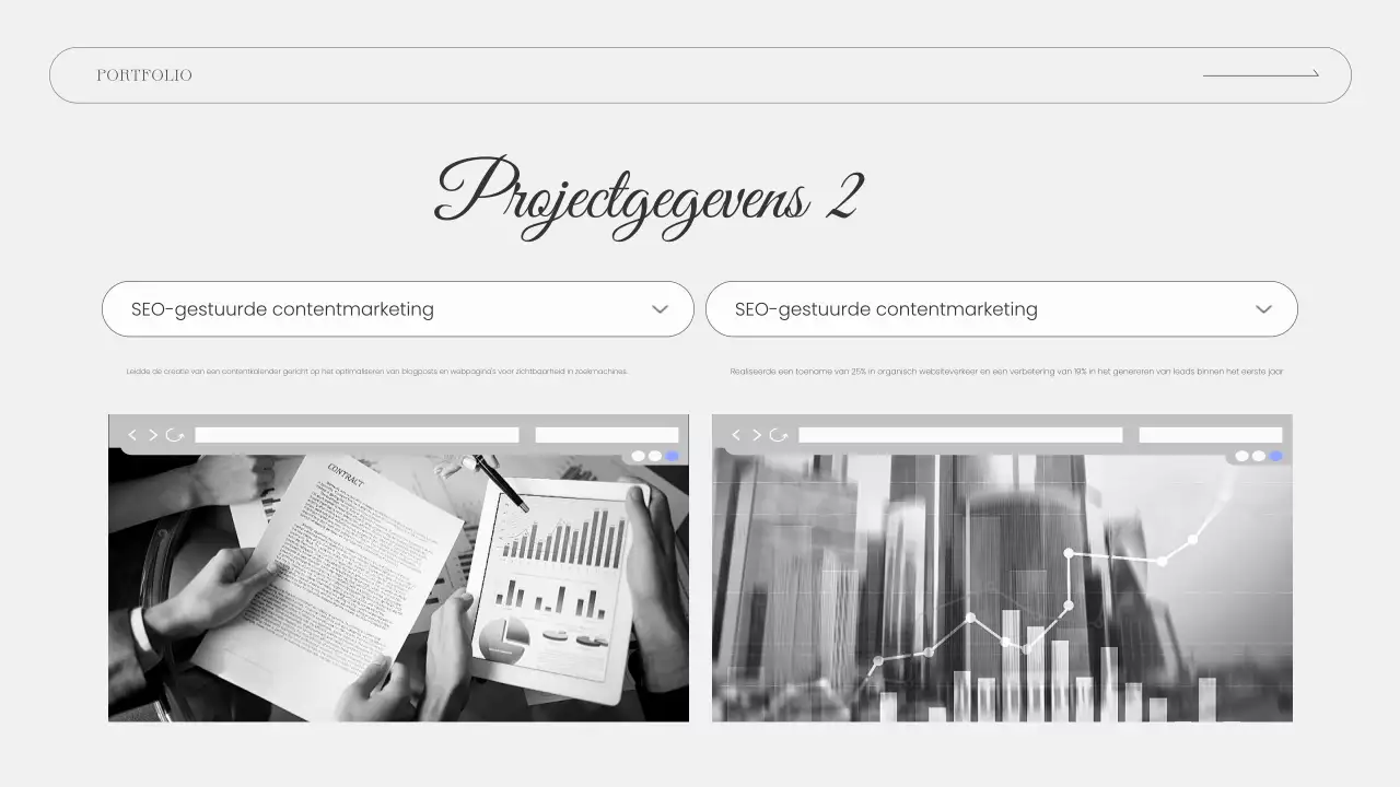 grijze moderne portfoliopresentatie