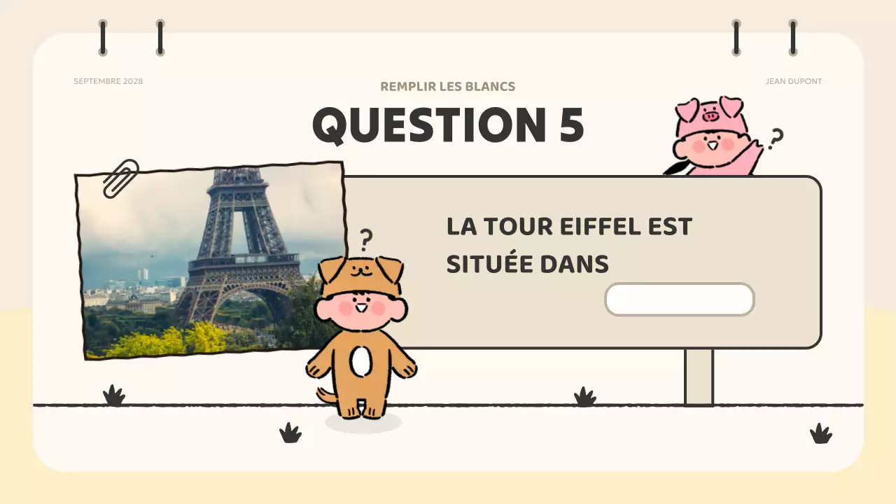 matériel de quiz sur l'animation rose