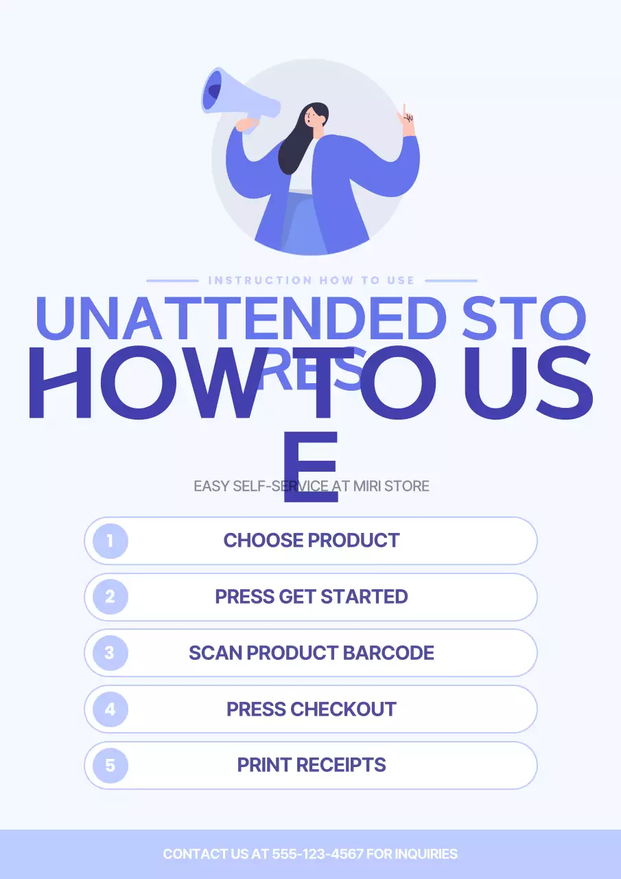 Poster hướng dẫn cửa hàng tối giản màu xanh